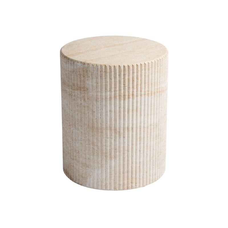 Studio London Maru Travertine Effect Side Table for Indoor and Outdoor - 18.1'' H X 11'' W X 15.8'' D