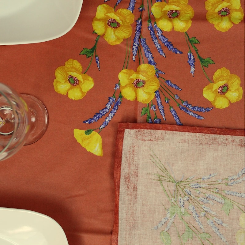 Wipeable Spill Resistant Provencal Cotton Cannes Collection Tablecloth