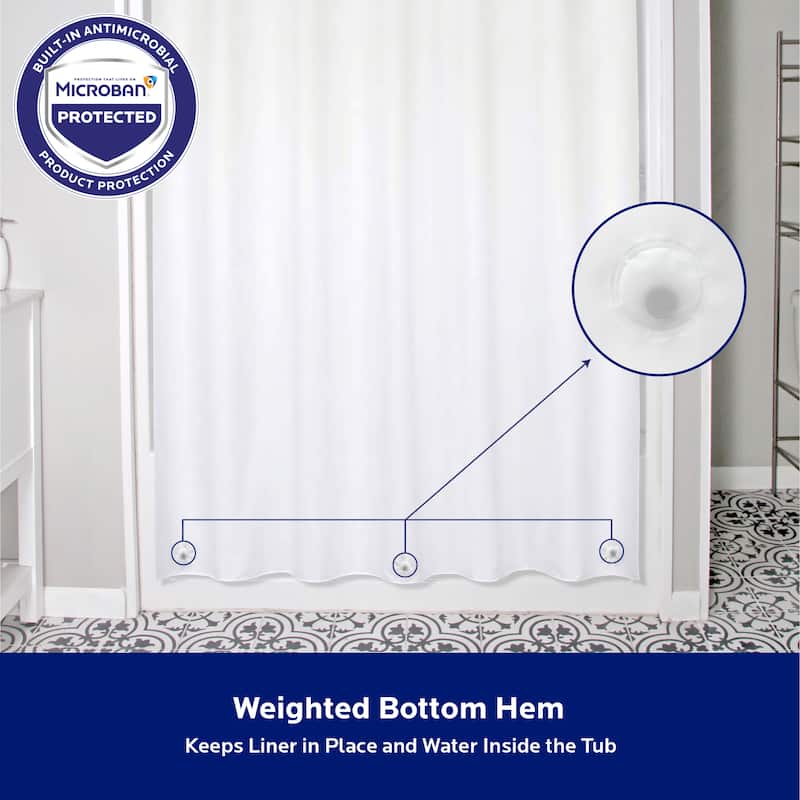 Kenney Microban Protected Heavyweight PEVA Shower Liner, 70" W x 72" H