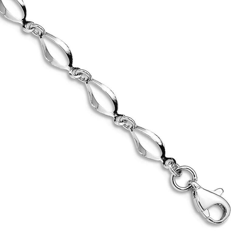Curata 10k or 14k Yellow or White Gold 7.25" 5mm Twisted Open Link Bracelet - 10k - White