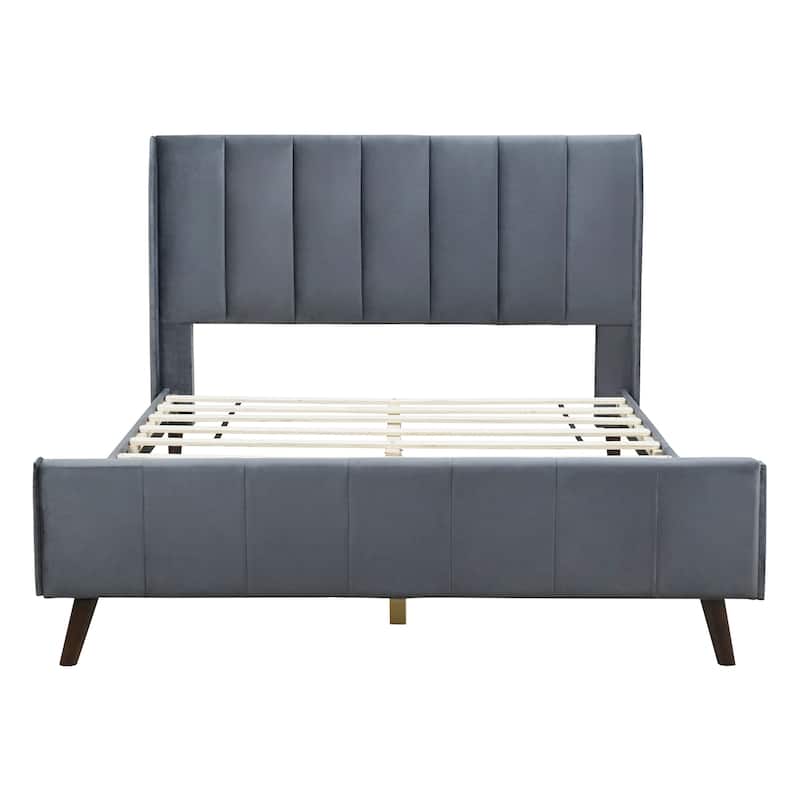 Queen Size Velvet Upholstered Platform Bed
