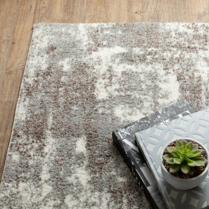 Vannes Marbled Abstract Ivory/Gray Area Rug