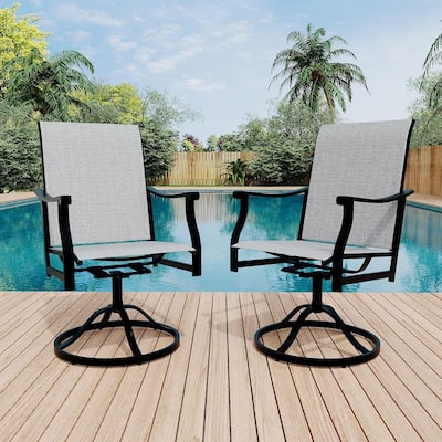 2PCS Outdoor Swivel Dining Chairs for Poolside Lawn Garden