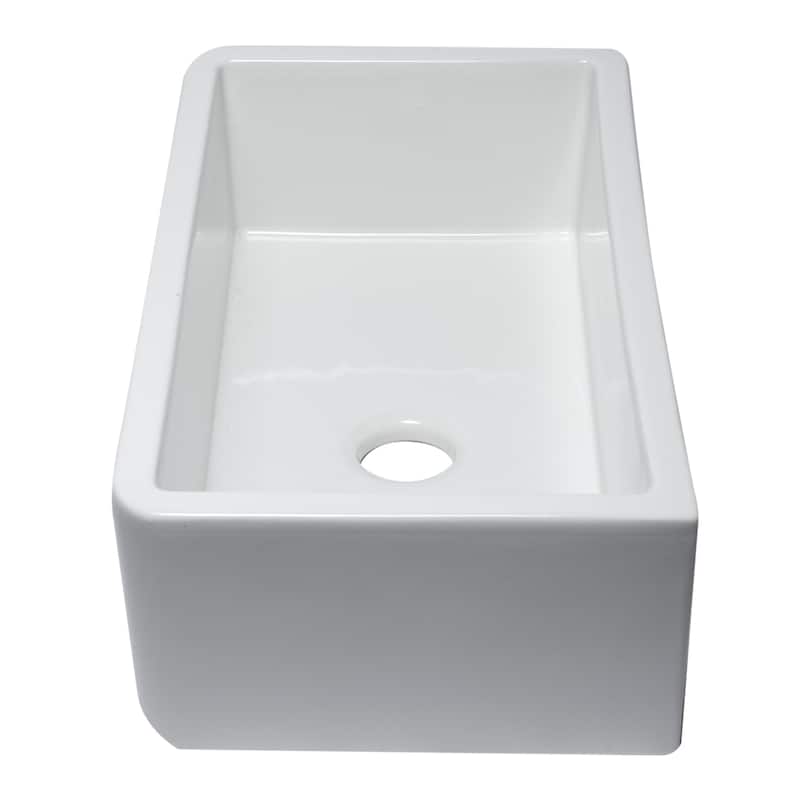 33" White Smooth Apron Solid Thick Wall Fireclay Single Bowl Farm Sink