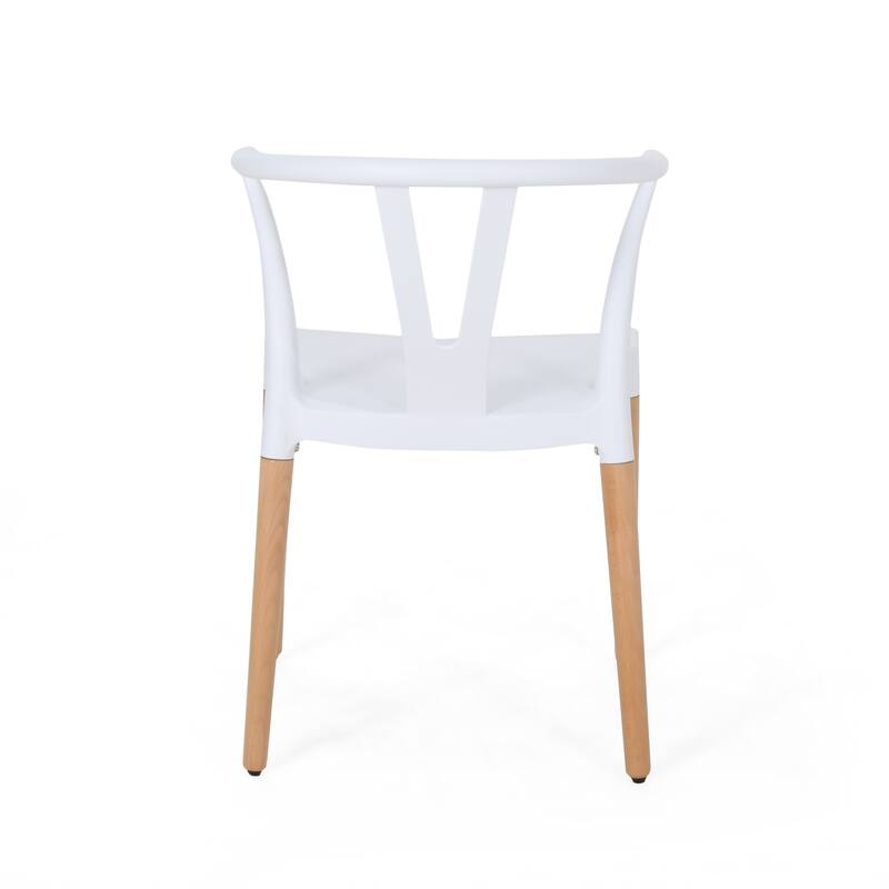 Classic Plastic Dining Chair with Special Design Open Back(Set of 2)