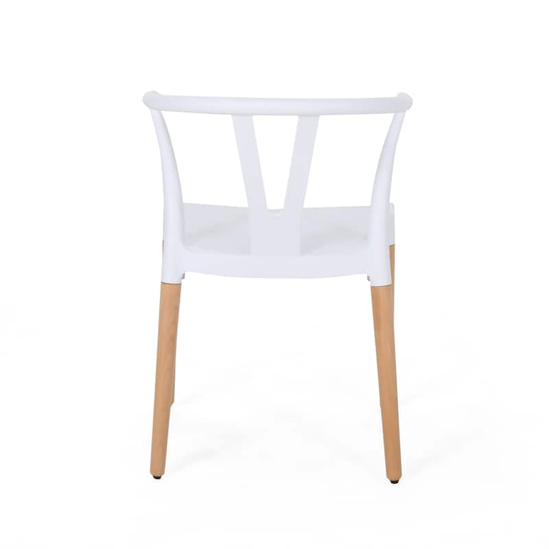 Modern Outdoor Set of 2 Dining Chairs with Crossback Design Wooden Legs, for Dining Room Living Room Balcony and Patio