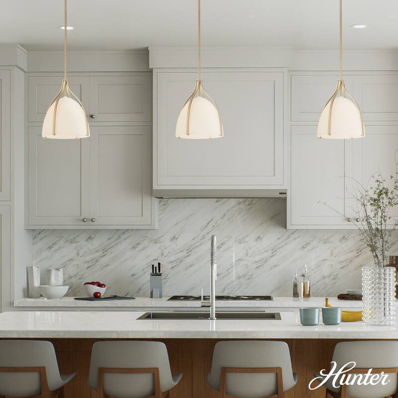 Hunter Arcelia 1-Light 12" Pendant - Modern, Contemporary, Transitional - Kitchen, Island, Dining Room, Entry.