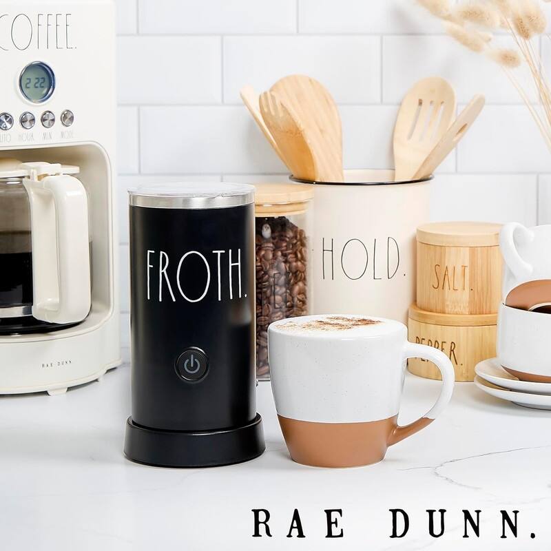 Rae Dunn Electric Milk Frother Steamer -Automatic Milk Steamer and Frother, Hot and Cold Foam Maker- 550 Watt
