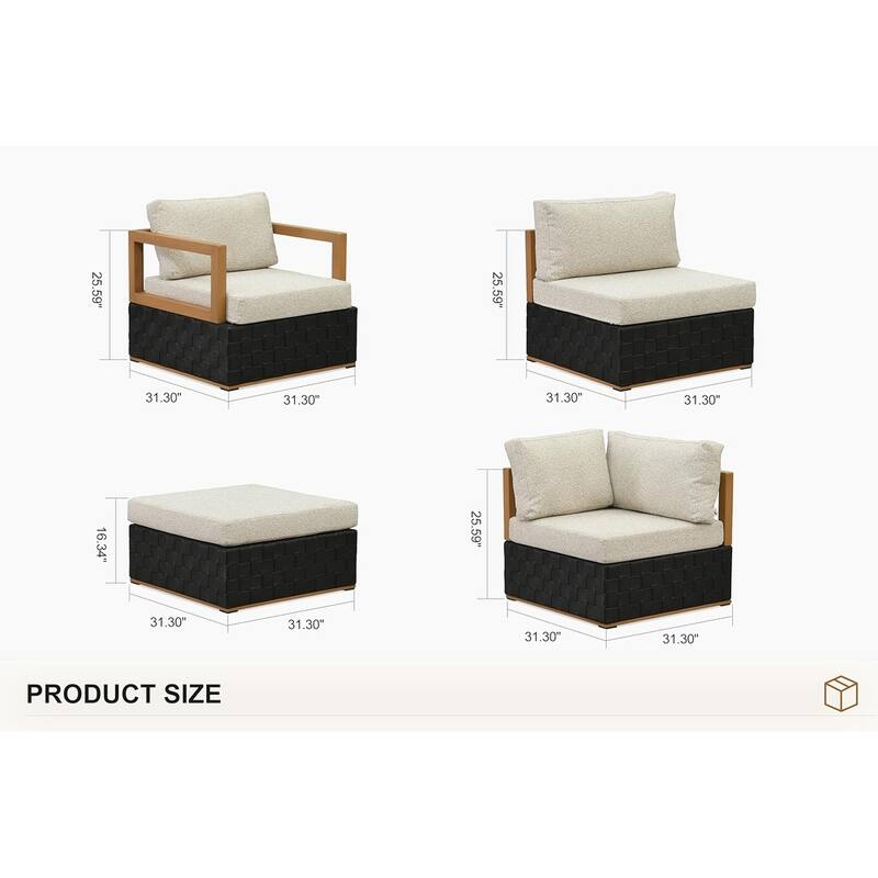 PURPLE LEAF GLFSF Black sofa with white seat Outdoor Couch for Yard Porch Deck Patio Conversation Sets