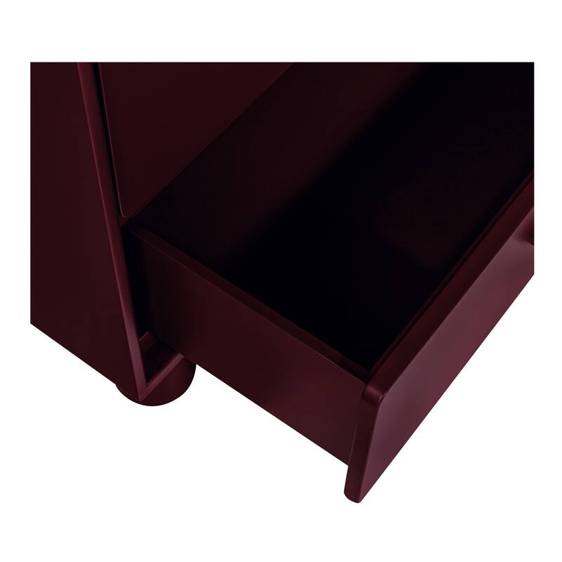 NADAAL STUDIOS Saryn Dresser, Six Soft-Close Drawers with Open Shelf and Sculptural Legs, Deep Red