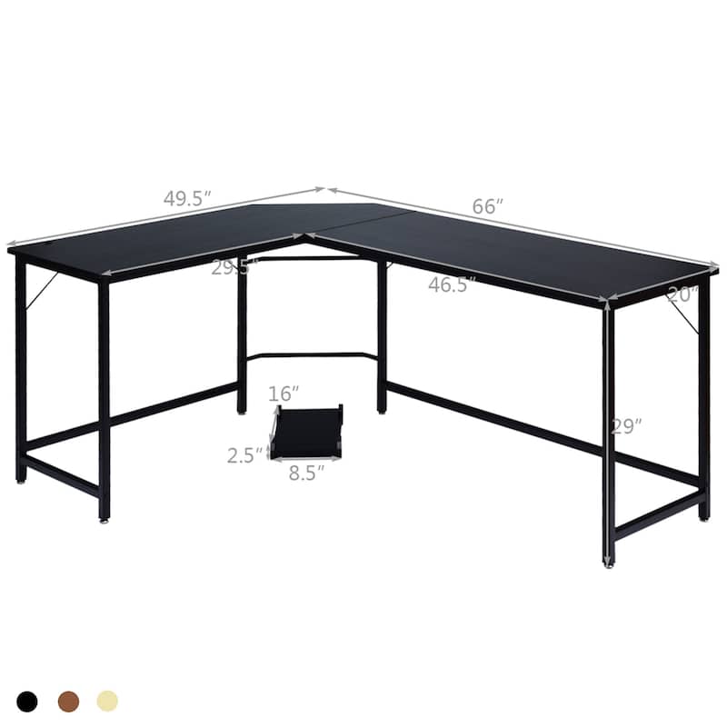 Costway L-Shaped Computer Desk Corner Workstation Study Gaming Table