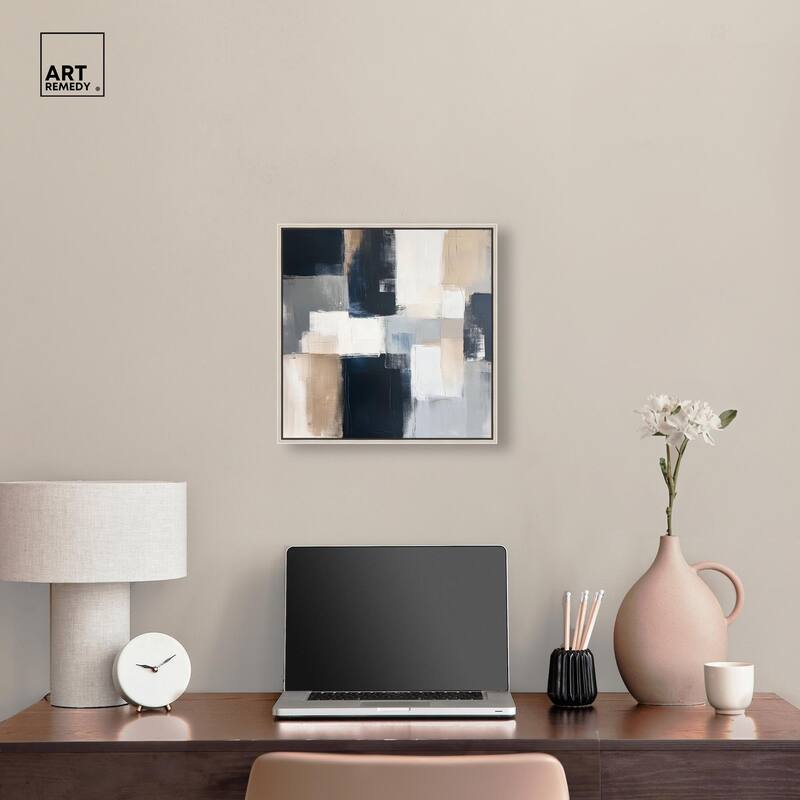 Blue and Tan Abstraction I Canvas by Art Remedy