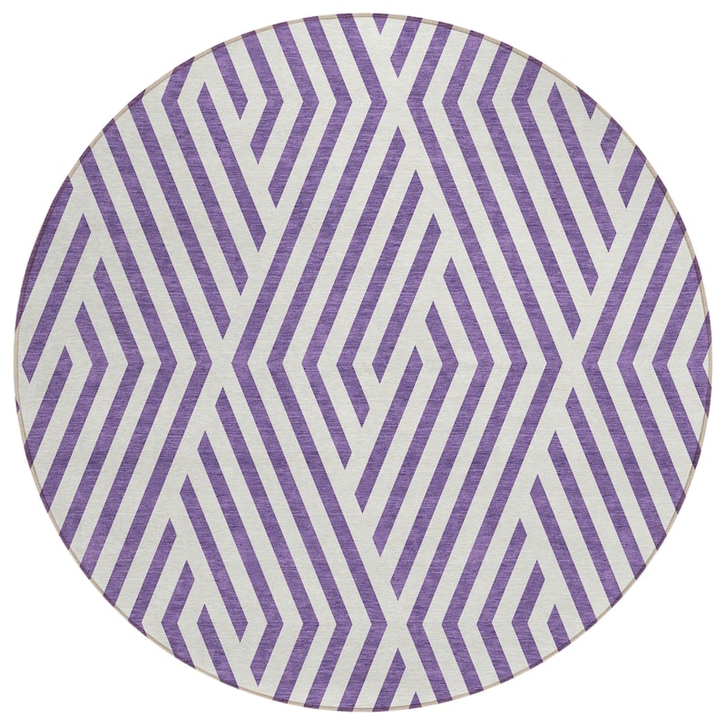 Machine Washable Indoor/ Outdoor Modern Diamonds Chantille Rug