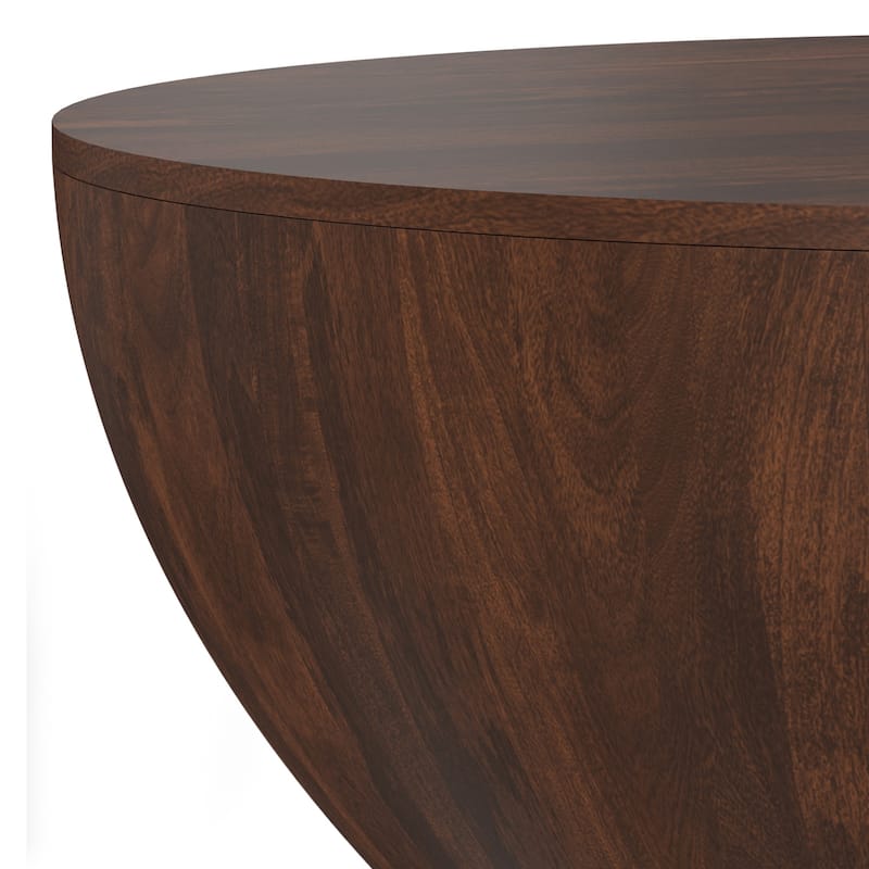 WYNDENHALL Keystone 34 inch Wide Solid Mango Modern Industrial Drum Coffee Table & Assembled