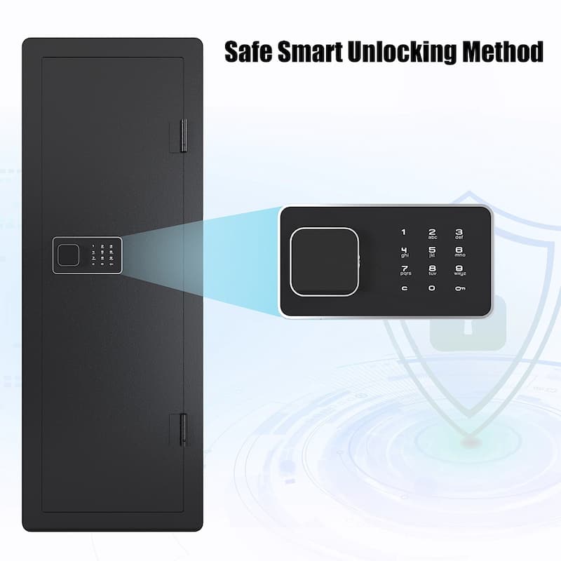 In Wall Hidden Gun Cabinet, Gun Safe w/ Keypad & Adjustable Rack
