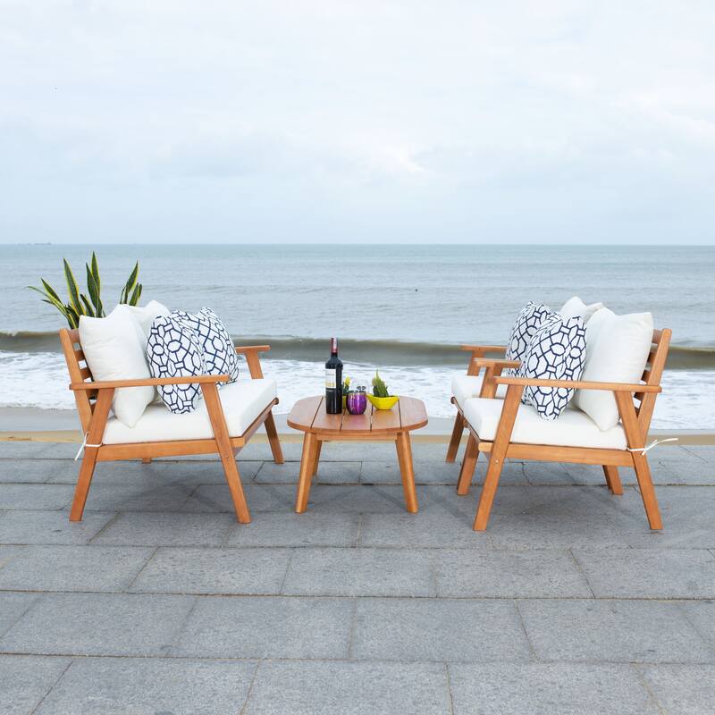 SAFAVIEH Outdoor Deacon 4-piece Conversation Patio Set. - 49" W x 30" D x 31" H