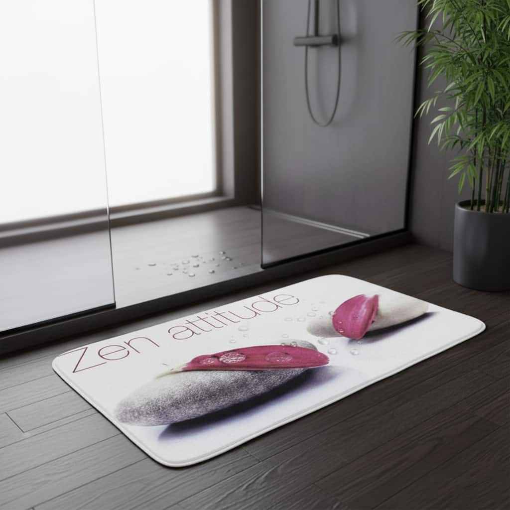 Bathroom Rug Memory Foam Mat Zen Attitude Print Pink 36"L x 24"W