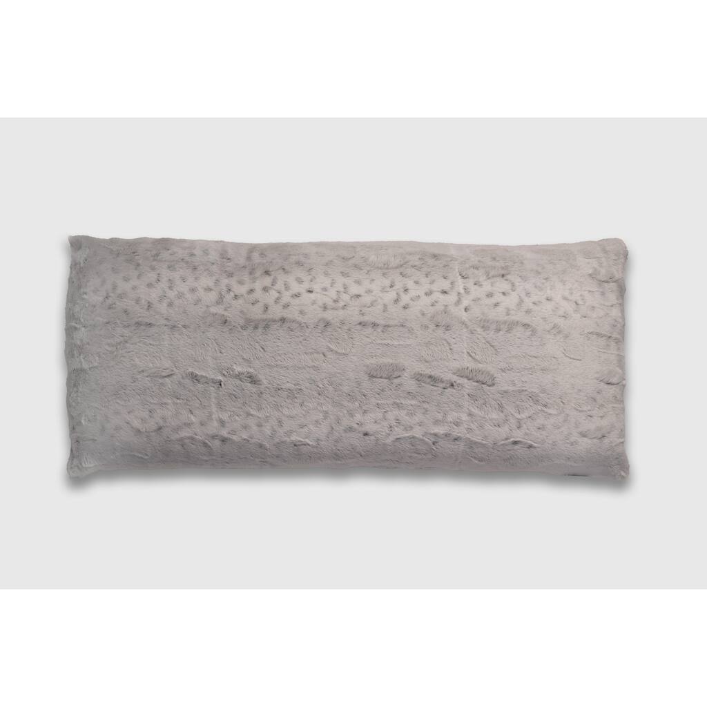 London Fog Snow Leopard Faux Fur Body Pillow - Grey