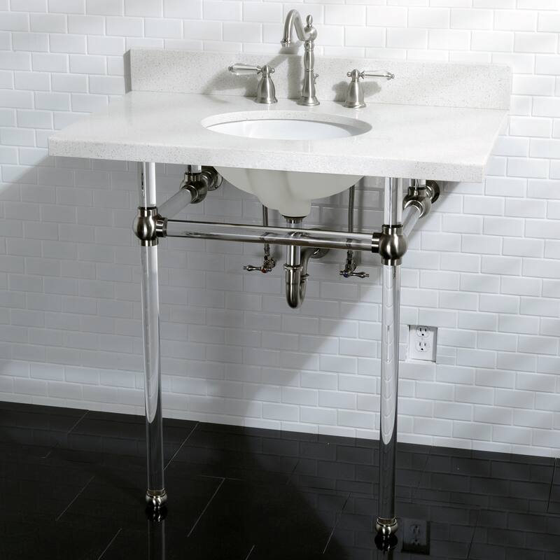 Wilshire Deck Mount Widespread Bathroom Faucet with Brass Pop-Up