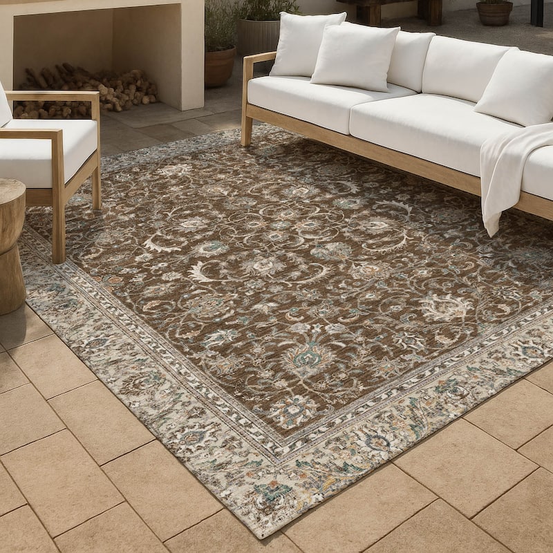 Machine Washable Indoor/ Outdoor Traditional Arvada Chantille Rug - Chocolate - 2'6" x 3'10"