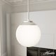 preview thumbnail 1 of 8, Hunter Hepburn 1 Light Pendant - Kitchen Island, Bedroom, Foyer - Globe, Mid-Century Modern, Art-Deco 12" - Brushed Nickel