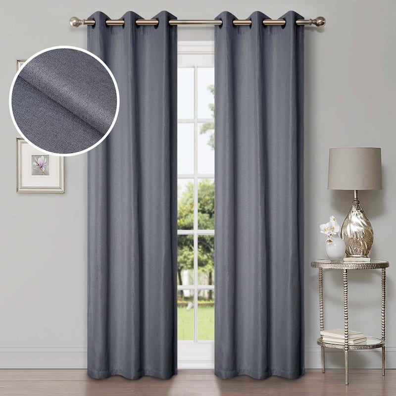Superior Linen Washable Room Darkening Curtains, Set of 2 Panels - 42" x 84" - Charcoal