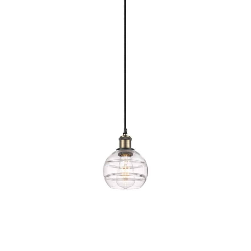 Innovations Lighting 516-1P-8-6 Rochester Pendant Rochester 6" Wide - Black Antique Brass / Clear