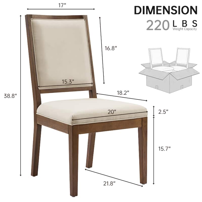 Modern Linen Cushioned Dining Chair, Fully Upholstered Accent Chair