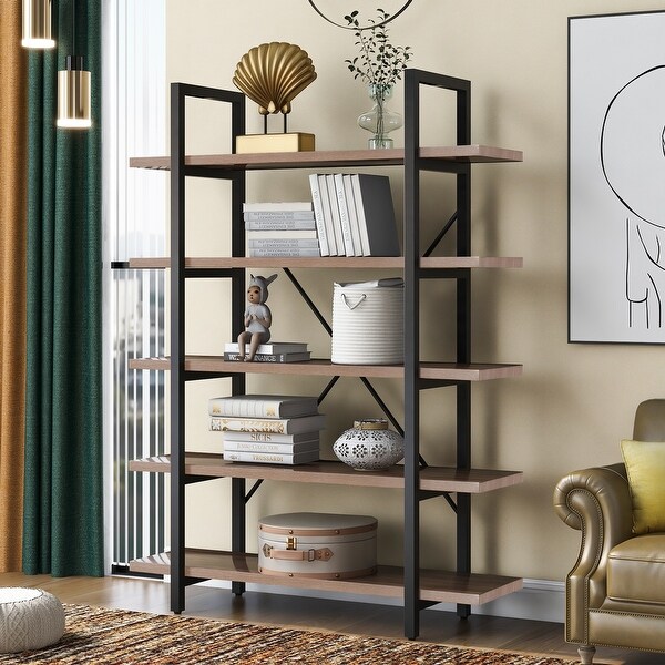 Metal frame store wood shelf bookcase
