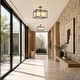 preview thumbnail 2 of 8, Modern 4-Light Black Gold Chandelier Square Semi Flush Mount Frosted Glass Ceiling Light for Kitchen - L13.5" x W13.5" x H13.5"