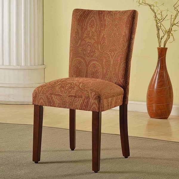 slide 1 of 11, HomePop Parsons Red/Gold Damask Dining Chair