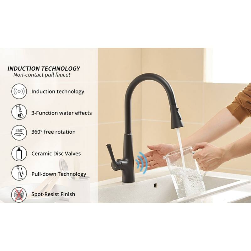 Touchless One Handle Pull Down Kitchen Faucet with MotionSense Wave