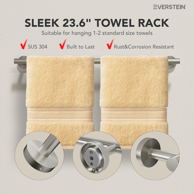4-Piece Bathroom Hardware Accessories Set, Wall Mount Towel Bar, Toilet Paper Holder, Hand Towel Rack 1 Towel Hooks
