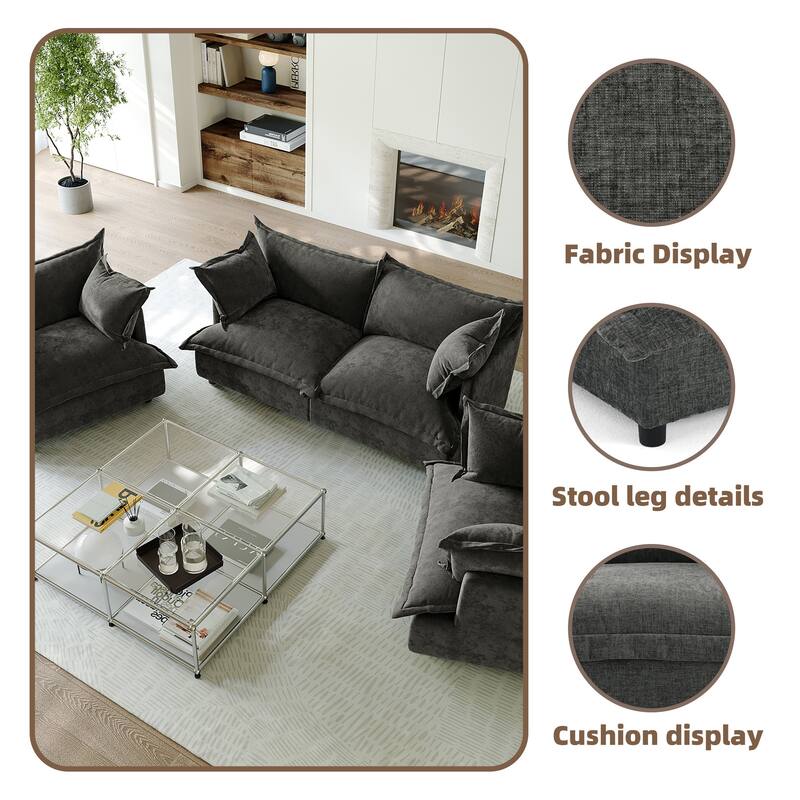 Comfy Cloud Oversized Chenille Modular Sectional Sofa Armchair Set