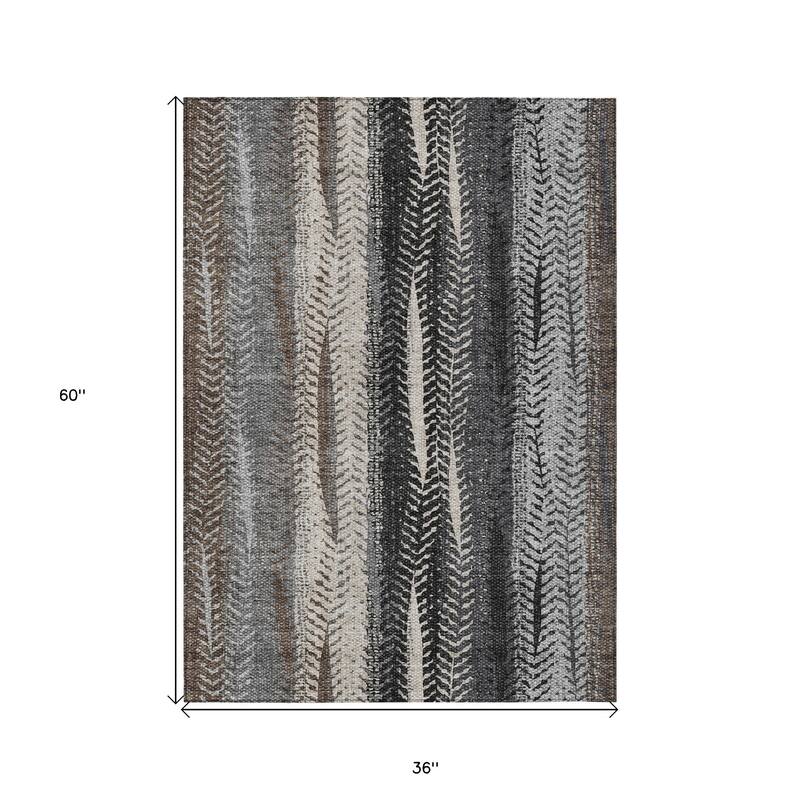 HomeRoots Botanical Leaves Transitional Rectangle Outdoor Rug