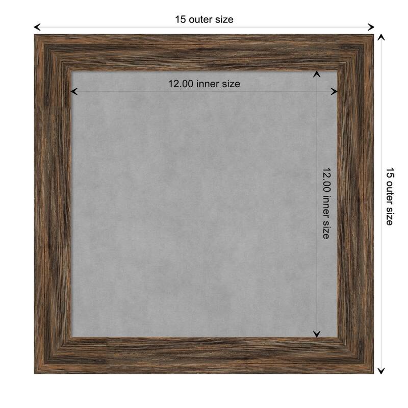 Amanti Art Regis Barnwood Mocha Narrow Framed Magnetic Board - Board Size 12x12