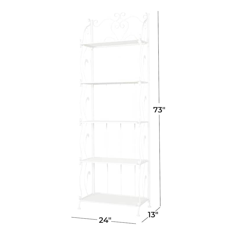 Metal Indoor Outdoor Tall Folding 5 Shelves Scroll Bakers Rack