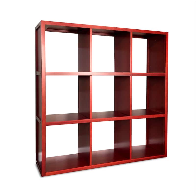 John Louis Home Solid Wood 9 Cube Storage Organizer Red Mahogany