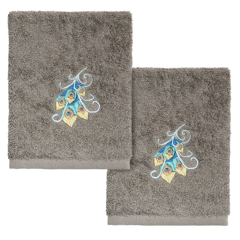 Authentic Hotel and Spa Turkish Cotton Penelope 2PC Washcloth Set - Dark Gray