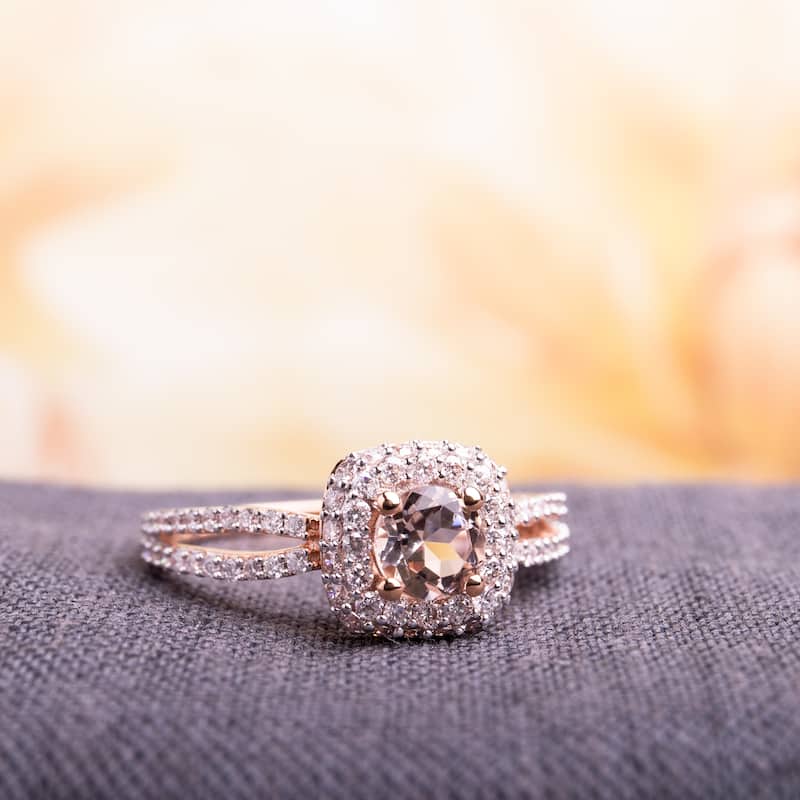 Miadora Signature Collection 14k Rose Gold 1/2ct TDW Diamond Morganite Ring (G-H, I1-I2)