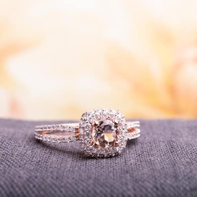 Miadora Signature Collection 14k Rose Gold 1/2ct TDW Diamond Morganite Ring (G-H, I1-I2)