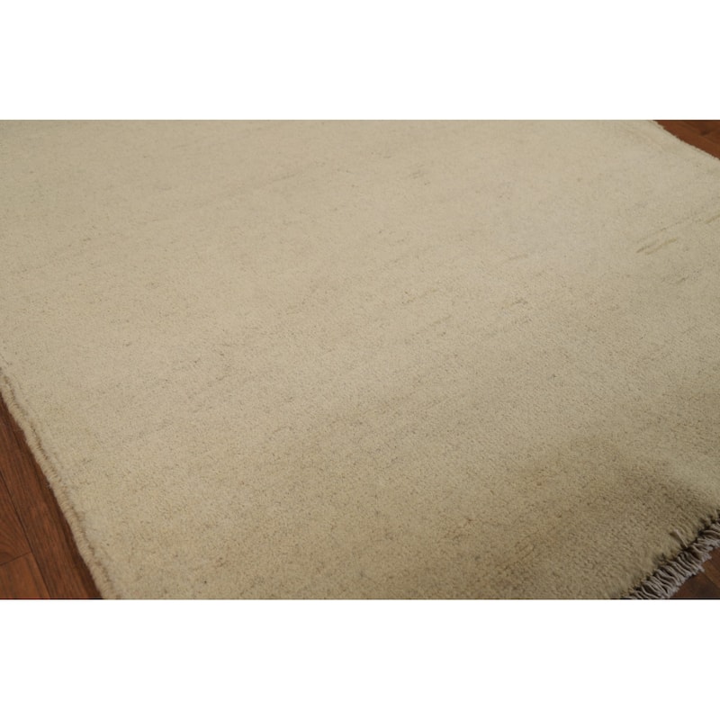Solid Modern Gabbeh Oriental Runner Rug Handmade Wool Carpet - 3'1"x 9'9"