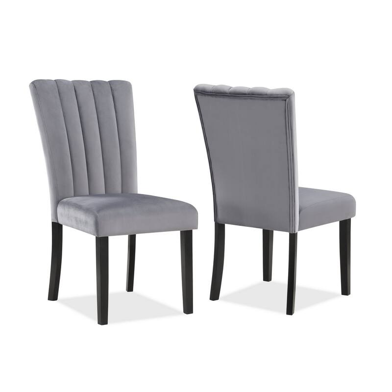 Marcus 20 Side Chair Set of 2, Fabric Upholstery, Cushioned, Black, Gray