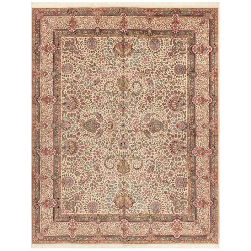 SAFAVIEH Asian Hand-knotted Felicidad Royal Kerman Ivory Wool Rug - 12' x 15' - Ivory/Ivory