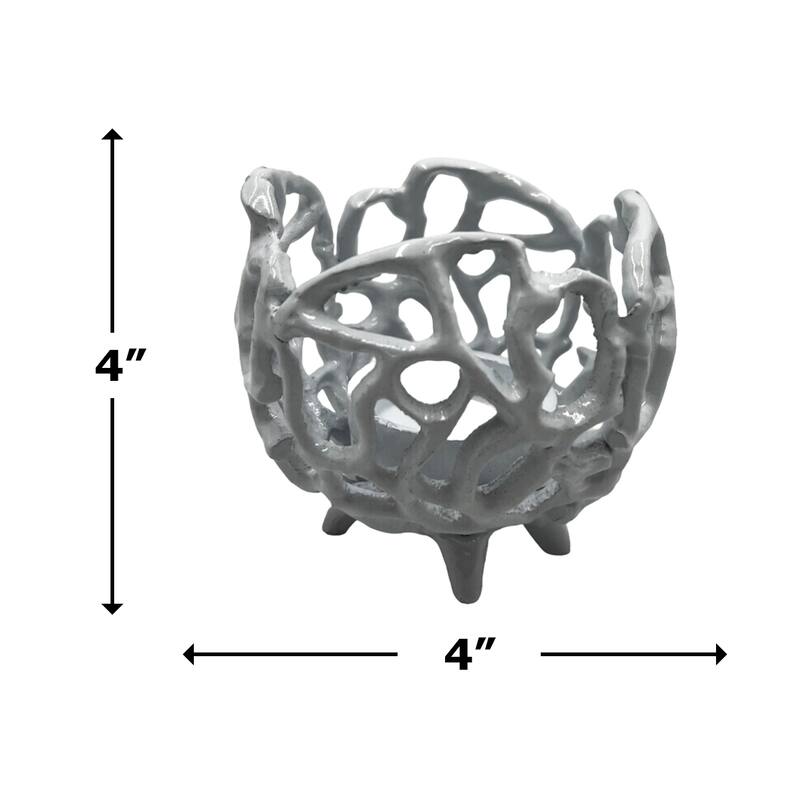Decorative Handmade Aluminum Round Votive Candle holder Set of 2