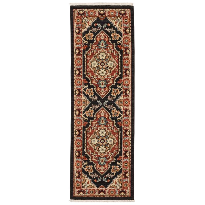 Style Haven Leander Layered Medallions Fringed Wool Blend Area Rug - 2' x 6' - Runner