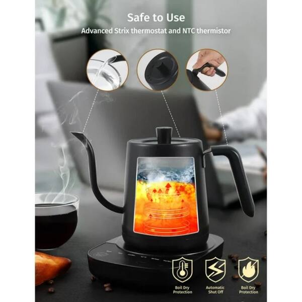 Gooseneck Electric Pourover Kettle, Temperature Variable Stainless