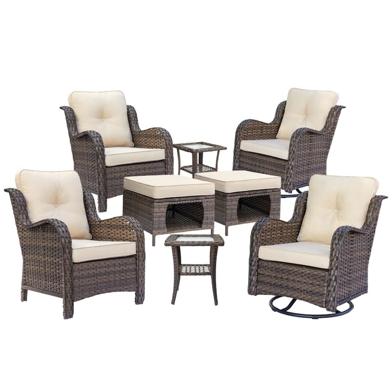 Patio Conversation Sets-Wicker Patio Furniture Sets with Swivel Chairs