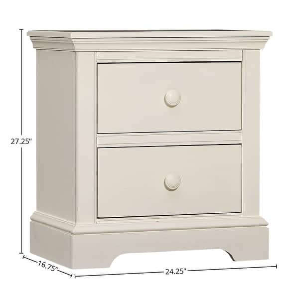 Hanley 2-Drawer Wood Nightstand, Chalk