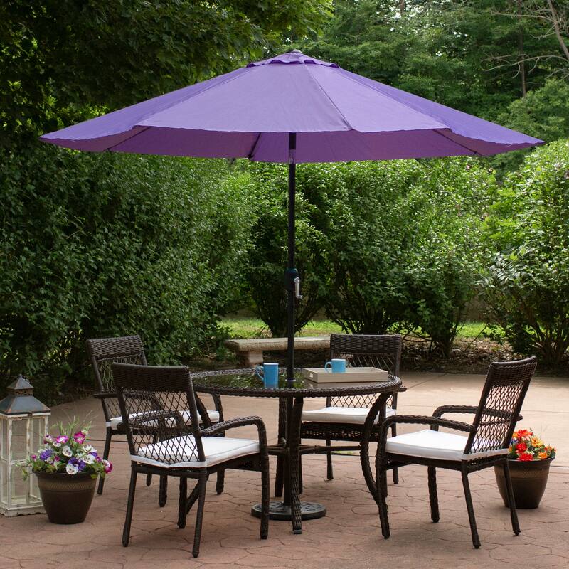 9ft Outdoor Patio Market Umbrella with Hand Crank and Tilt